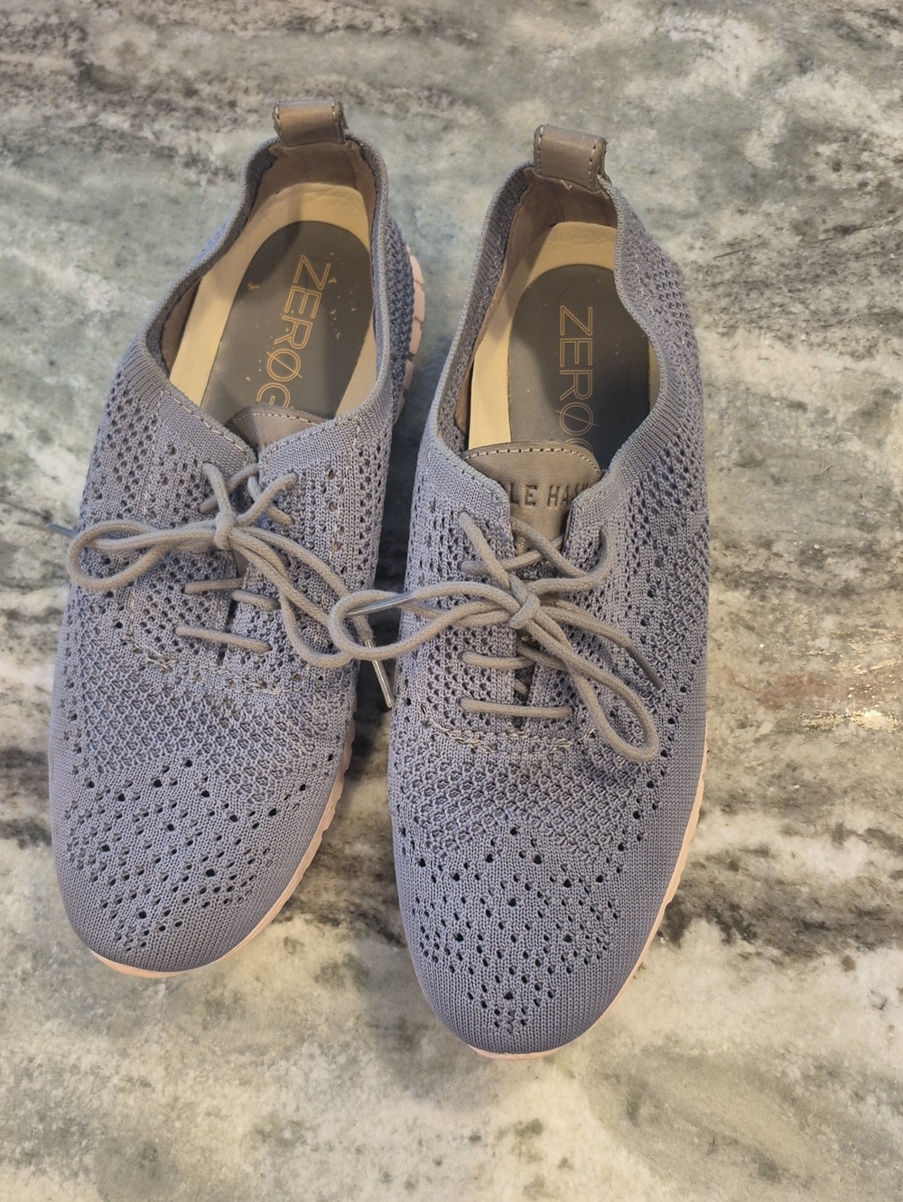 ZeroGrand Knit Lace-Up Sneakers in Lavender - Cole Haan Sz 8